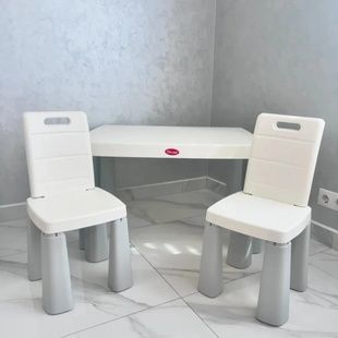 Набір стіл та 2 стільці сірий з білим DOLONI 04680/11 фото