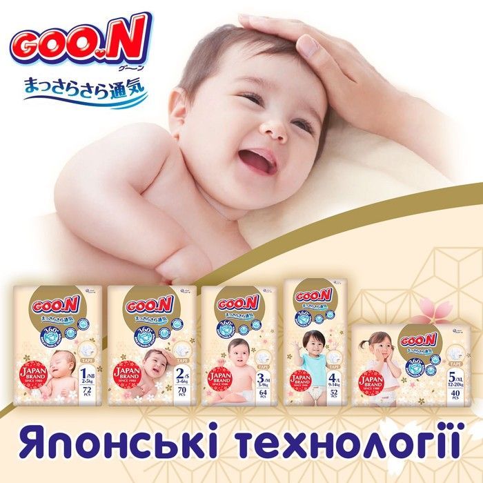Підгузки Goo.N Premium Soft для дітей (розмір 5(XL), 12-20 кг, 40 шт.) F1010101-150 фото