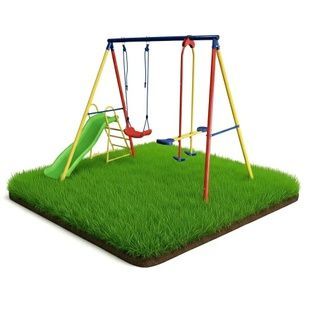 Детский игровой комплекс 2 качели и горка Spoko SP-S03 разноцветная 42401001 фото
