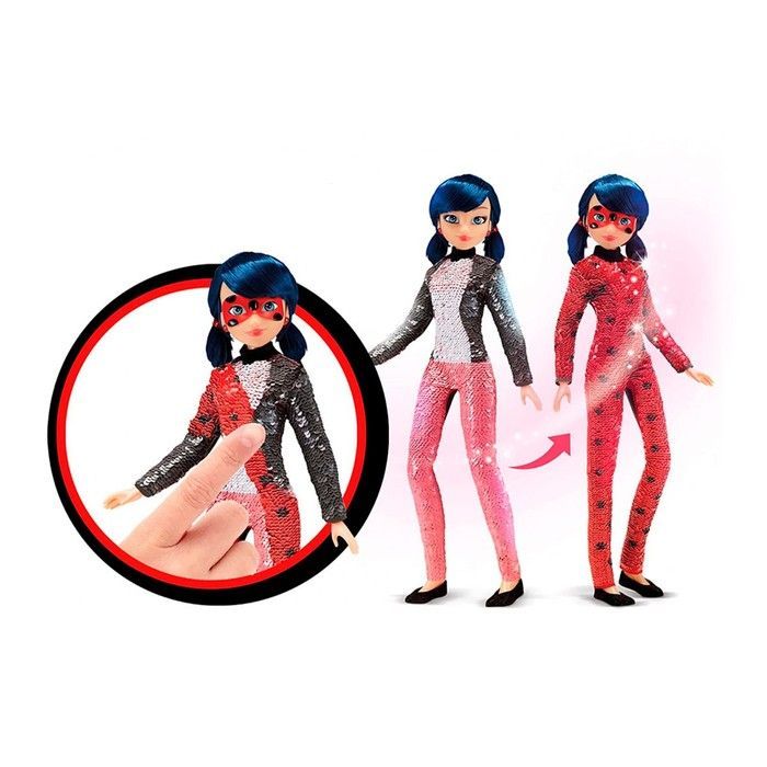 Кукла MIRACULOUS Леди Баг и Супер-Кот в костюме с пайетками - Модное превращение Маринетт в Леди Баг 50375 фото