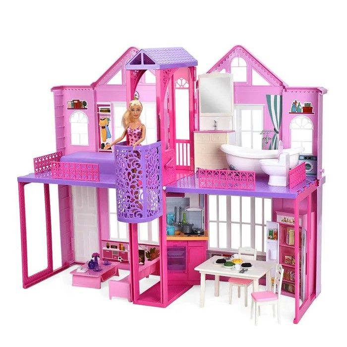 Кукольный домик DEFA 8440-BF (2 этажа, мебель, свет, кукла 29 см) 8440-BF фото