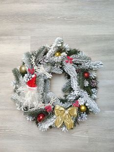 Новорічний віночок із червоно-золотим декором. Віночок4 фото