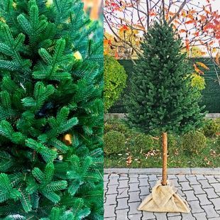 Штучна лита ялинка Traditional зелена 220 см з натуральним дерев'яним стовбуром 240/220/G фото