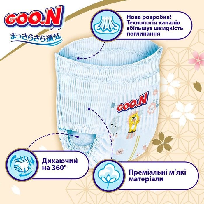 Трусики-підгузки Goo.N Premium Soft (розмір 3(M), 7-12 кг, 50 шт) F1010101-156 фото