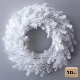 Венки хвойные рождественскиеTraditional литые d-40 см белый (упаковка 10 шт.) 2152N/40/10/W фото