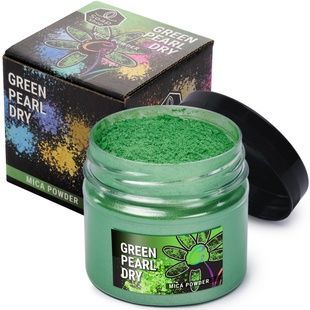 Слюдяний пігментний порошок GREEN PEARL (Зелена перлина) для смоли мила макіяжу манікюру SOAP SHOP банка 57 гр MC-018 фото