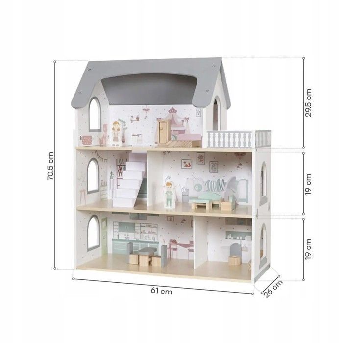 Дерев&rsquo;яний ляльковий будиночок CozyHouse з меблями  2796161317 фото