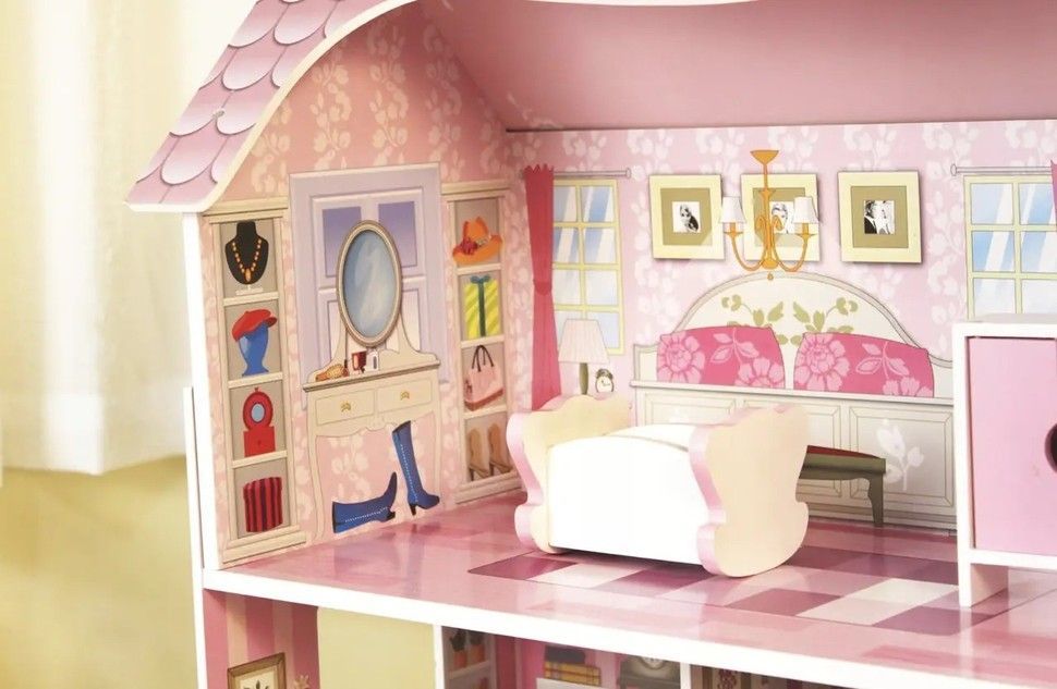 Дерев&rsquo;яний ляльковий будиночок PinkPalace з меблями та терасою  2796175897 фото