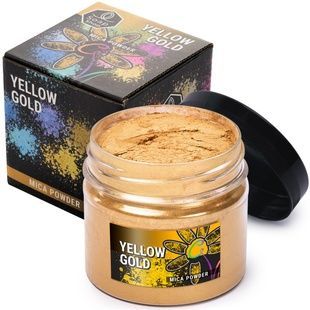 Слюдяний пігментний порошок YELLOW GOLD (Золото) для смоли мила макіяжу манікюру SOAP SHOP банка 57 грам MC-027 фото