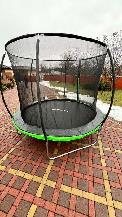 Батут дитячий 374 см Just Fun Premium з сіткою + драбинка Батут/374 фото