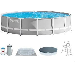 Каркасный бассейн Intex 26720, 12706 л р.427х107 см (фильтр-насос, лестница, тент, подстилка) 26720 фото